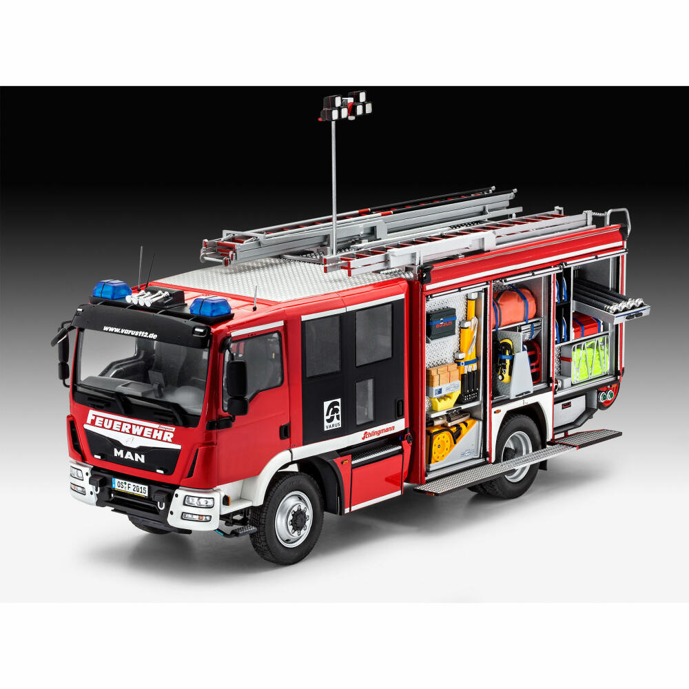 Revell Fahrzeug-Modellbausatz MAN TGM / Schlingmann HLF 20 VARUS 4x4, Feuerwehrauto, 295 Teile, 1:24, 07452