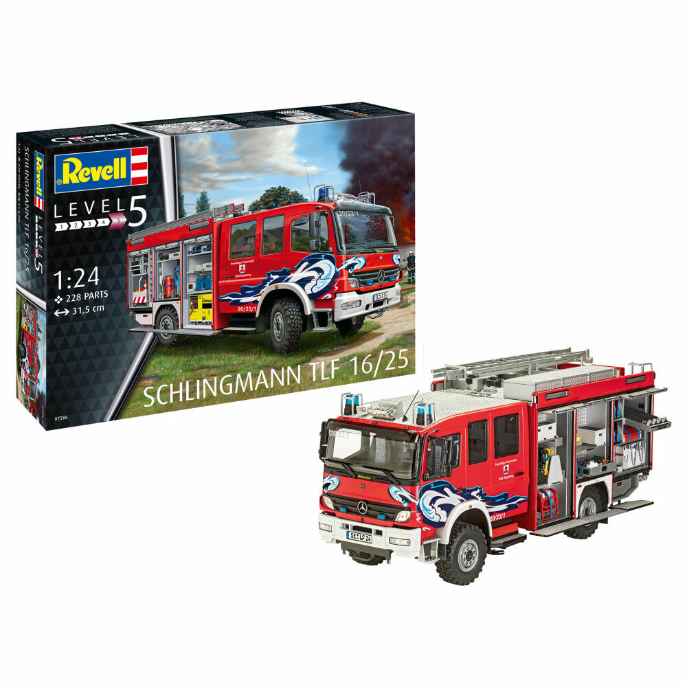 Revell Fahrzeug-Modellbausatz Schlingmann TLF 16/25, Feuerwehrauto, 228 Teile, 1:24, 07586