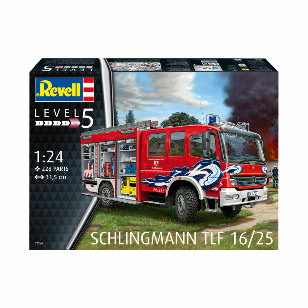 Revell Fahrzeug-Modellbausatz Schlingmann TLF 16/25, Feuerwehrauto, 228 Teile, 1:24, 07586