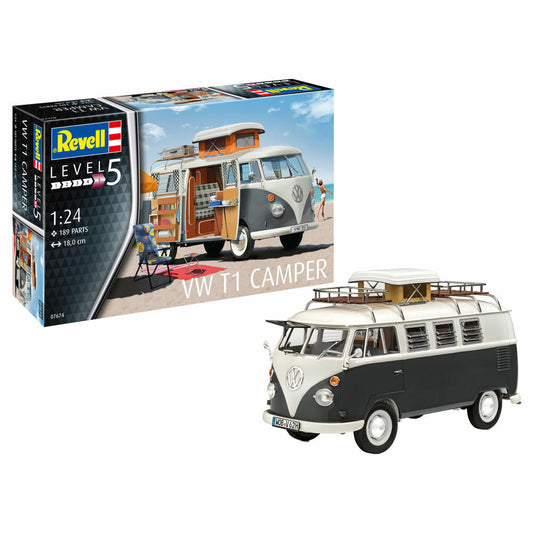 Revell Fahrzeug-Modellbausatz VW T1 Camper, Campingwagen, 189 Teile, 1:24, 07674