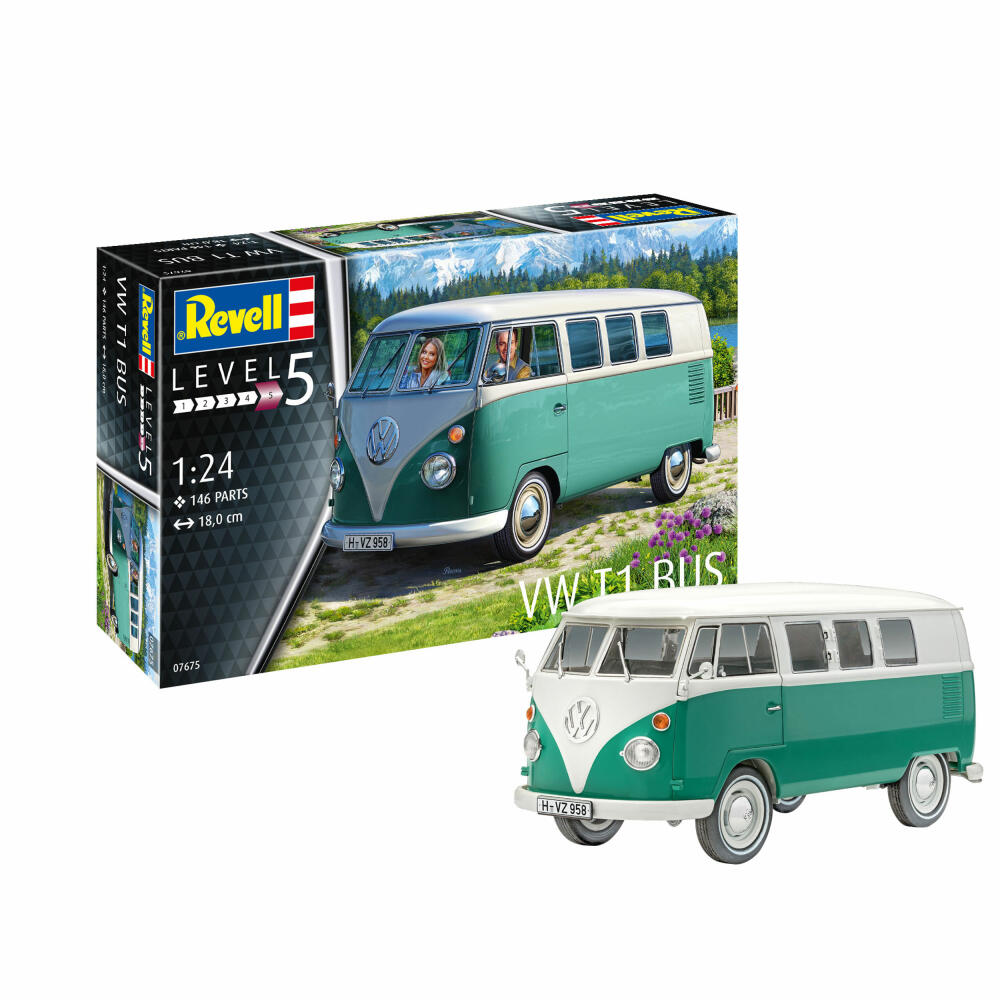 Revell Fahrzeug-Modellbausatz VW T1 Bus, Autobus, 146 Teile, 1:24, 07675