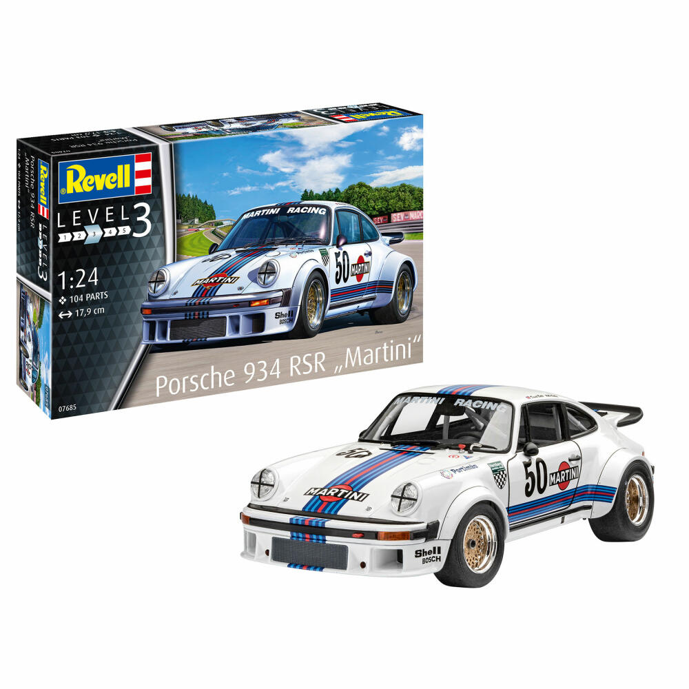 Revell Fahrzeug-Modellbausatz Porsche 934 RSR Martini, Auto, 104 Teile, 1:24, 07685