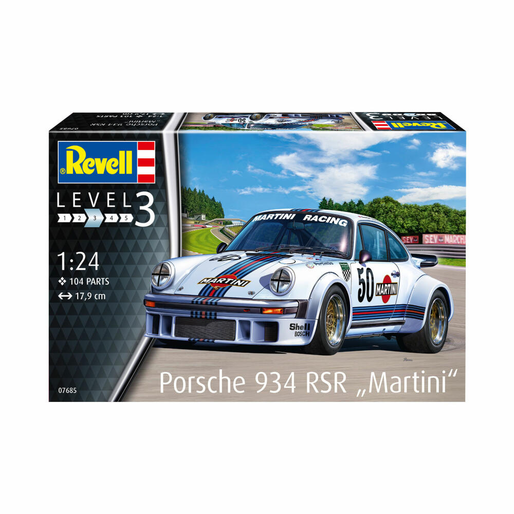 Revell Fahrzeug-Modellbausatz Porsche 934 RSR Martini, Auto, 104 Teile, 1:24, 07685
