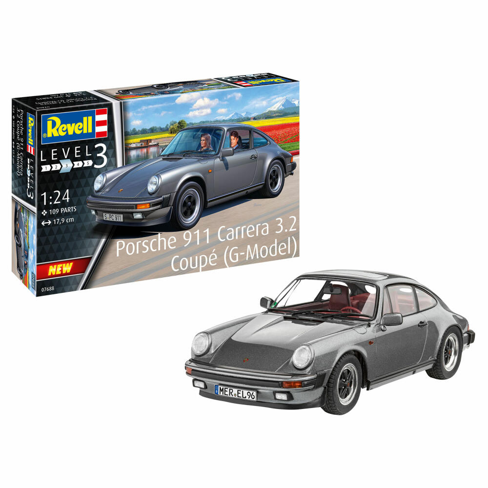 Revell Fahrzeug-Modellbausatz Porsche 911 Carrera 3.2 Coupé G-Model, Auto, 109 Teile, 1:24, 07688