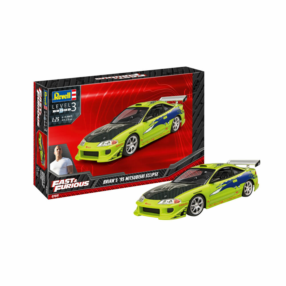 Revell Fahrzeug-Modellbausatz Fast & Furious - Brians 1995 Mitsubishi Eclipse, Auto, 75 Teile, 1:25, 07691
