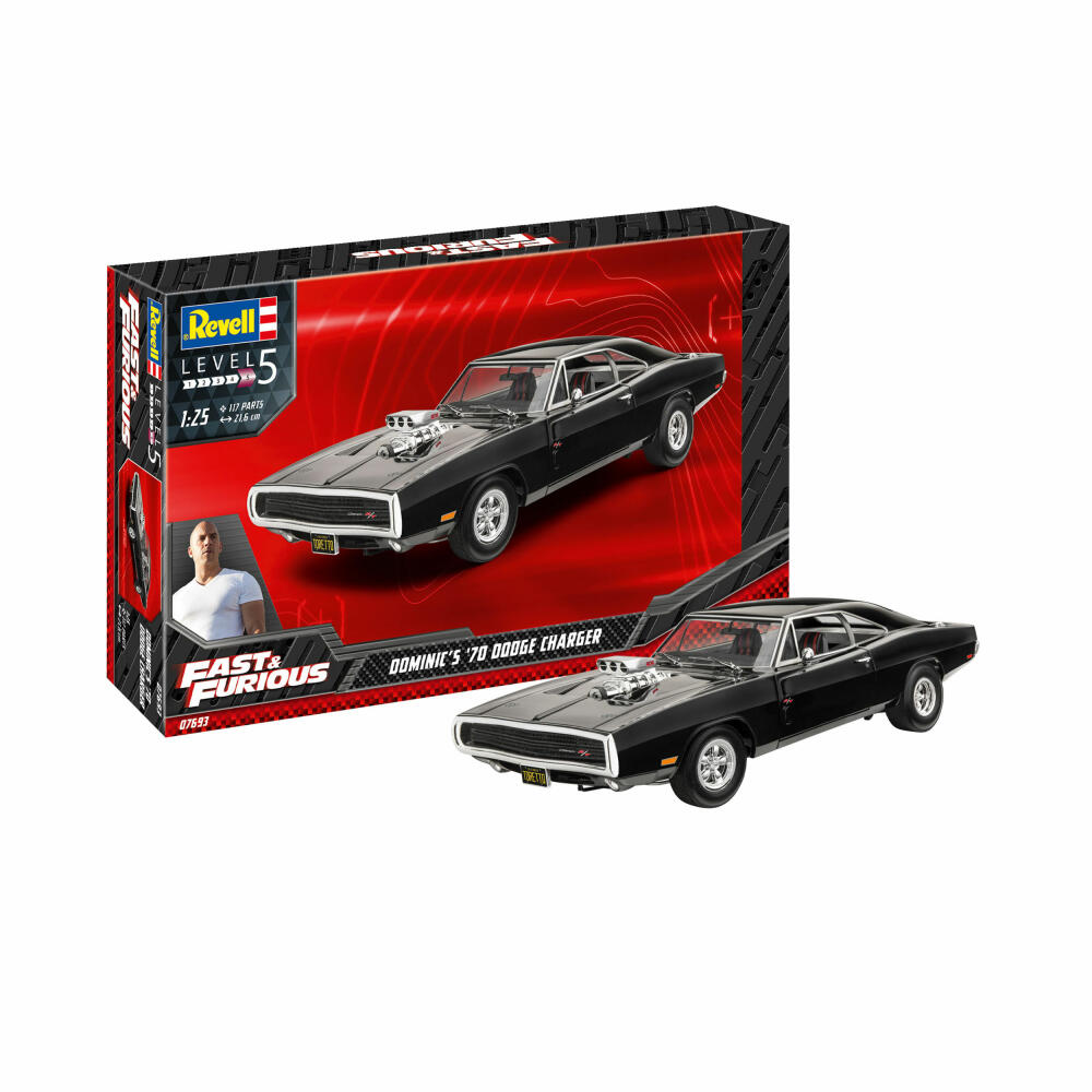 Revell Fahrzeug-Modellbausatz Fast & Furious - Dominics 1970 Dodge Charger, Auto, 117 Teile, 1:25, 07693