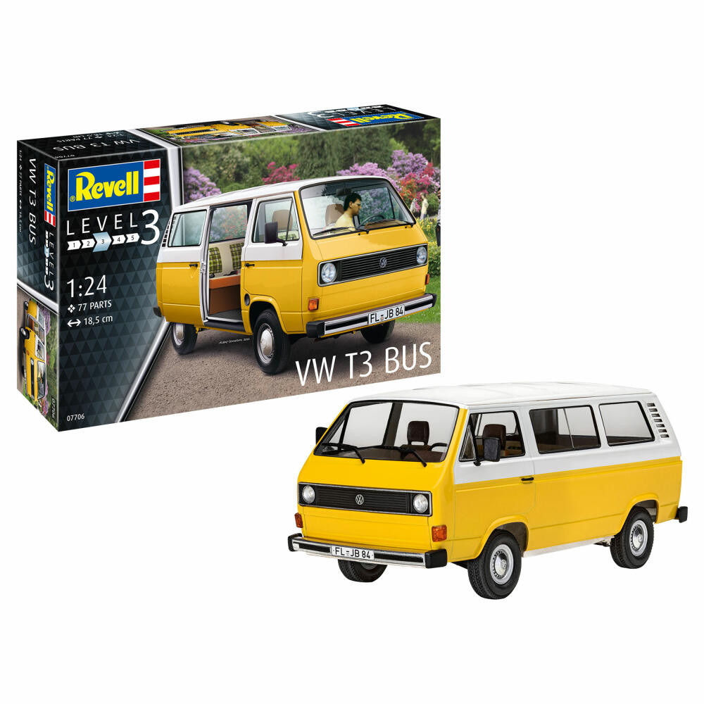 Revell Fahrzeug-Modellbausatz VW T3 Bus, Autobus, 77 Teile, 1:25, 07706