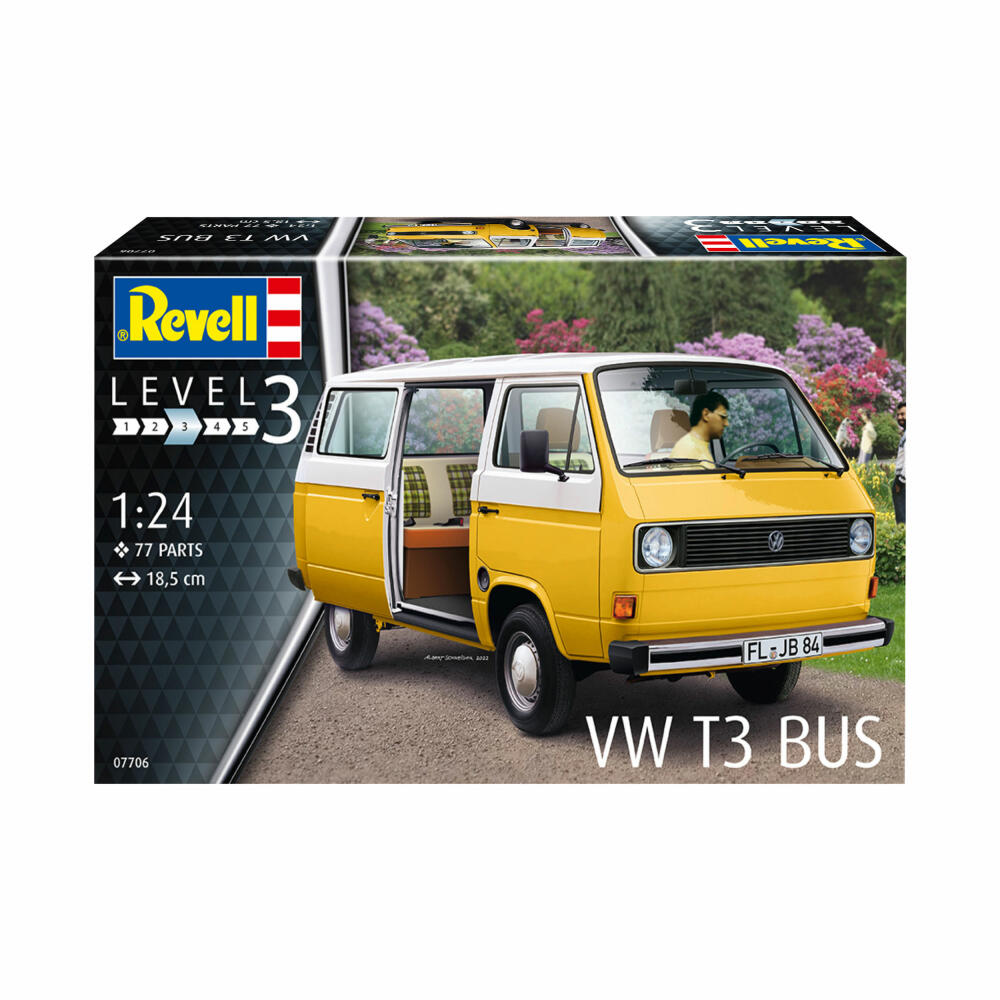 Revell Fahrzeug-Modellbausatz VW T3 Bus, Autobus, 77 Teile, 1:25, 07706