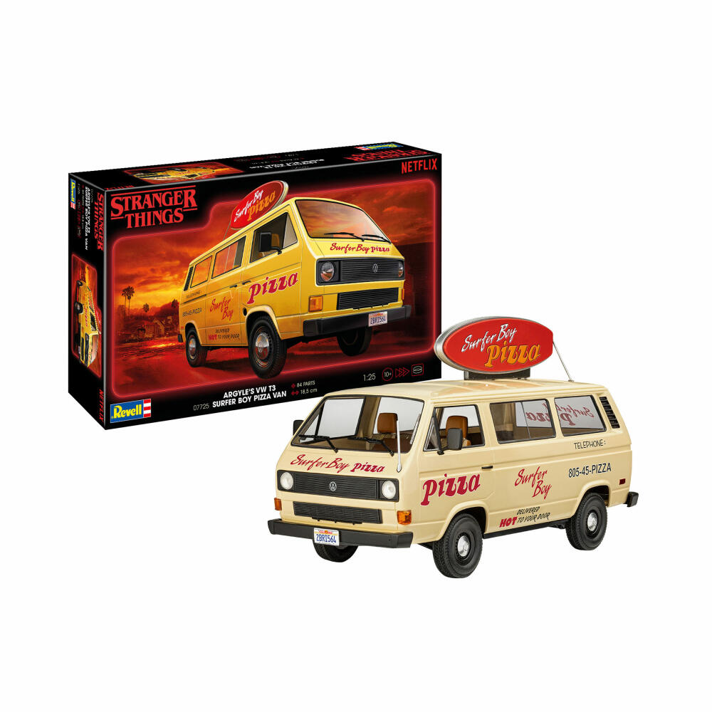 Revell Fahrzeug-Modellbausatz Stranger Things Argyles VWT3 Surfer Boy Pizza Van, Auto, 84 Teile, 1:25, 07725
