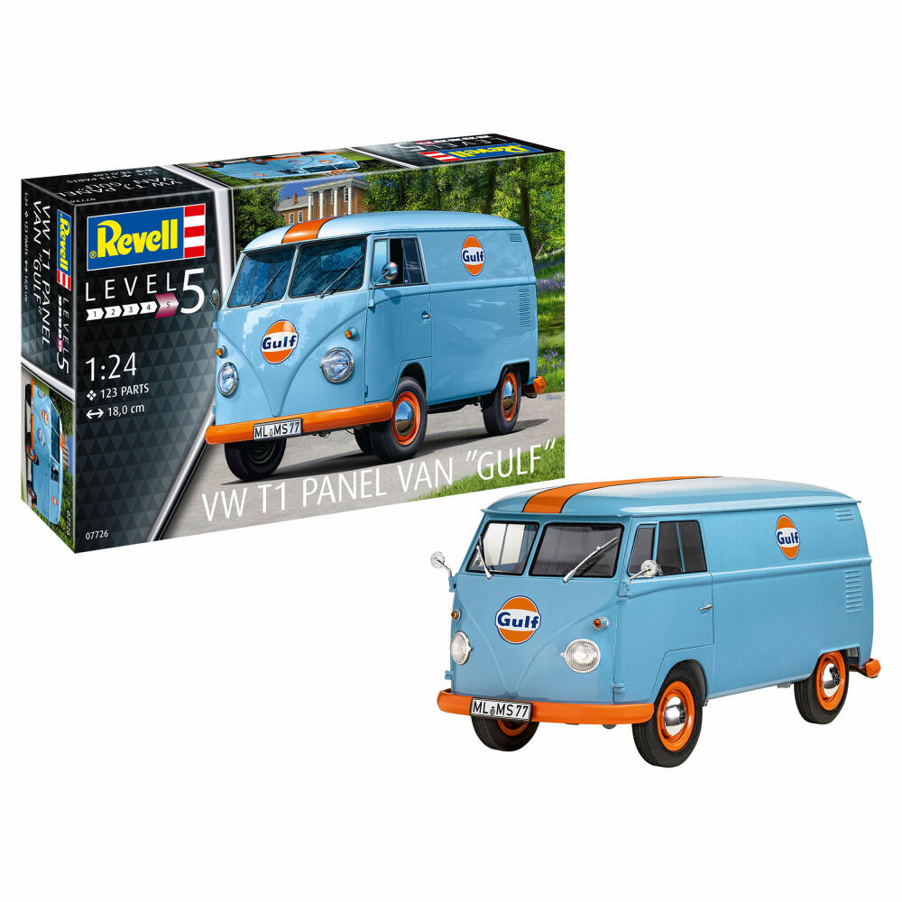 Revell Fahrzeug-Modellbausatz VW T1 Panel Van Gulf, Auto, 123 Teile, 1:24, 07726