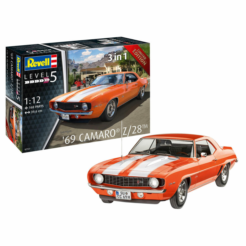 Revell Fahrzeug-Modellbausatz 69 Camaro Z/28, Auto, 168 Teile, 1:12, 07727