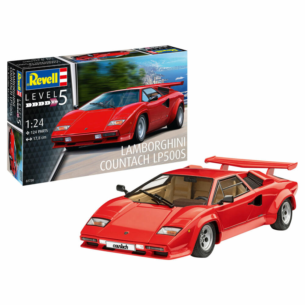 Revell Fahrzeug-Modellbausatz Lamborghini Countach LP500S, Auto, 124 Teile, 1:24, 07730