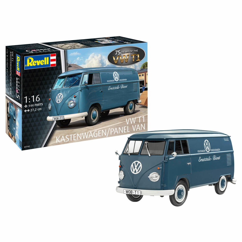 Revell Fahrzeug-Modellbausatz VW T1 Panel Van - 75 Years, Auto, 144 Teile, 1:16, 07742