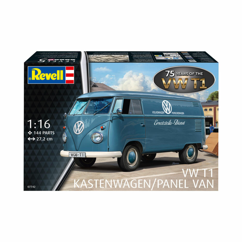 Revell Fahrzeug-Modellbausatz VW T1 Panel Van - 75 Years, Auto, 144 Teile, 1:16, 07742