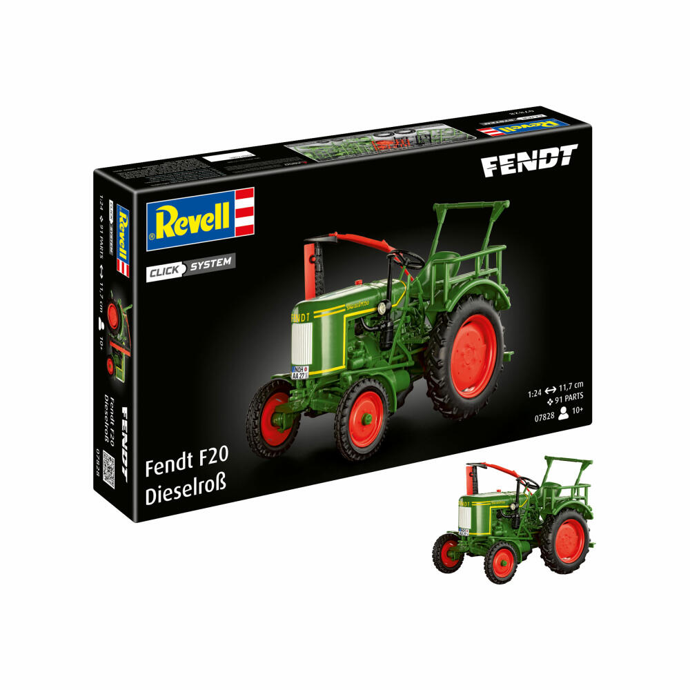 Revell Steckbausatz Fendt F20 Dieselroß Traktor Click System, 91 Teile, 1:24, 07828