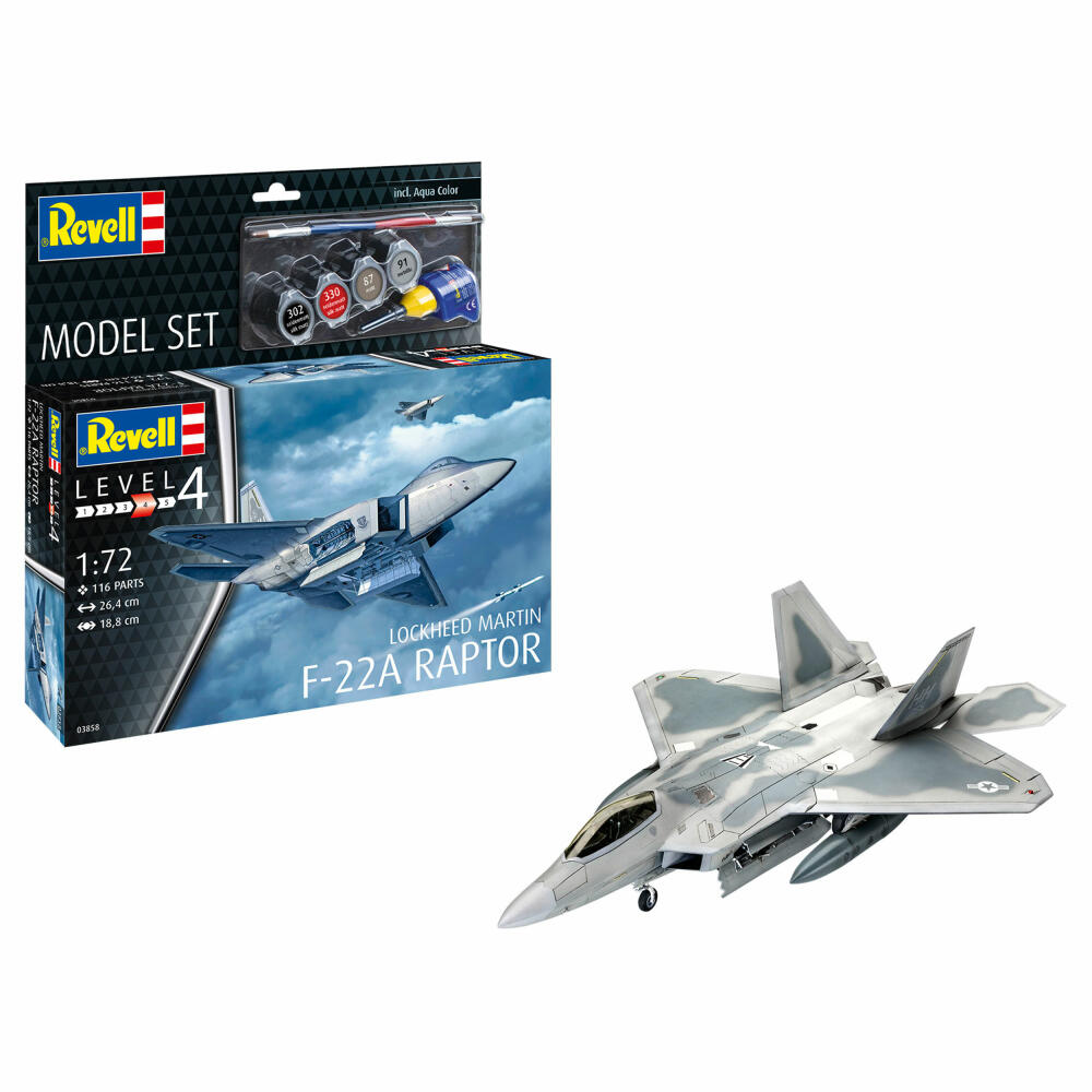 Revell Flugzeug-Modell-Set Lockheed Martin F-22A Raptor, 116 Teile, 1:72, 63858