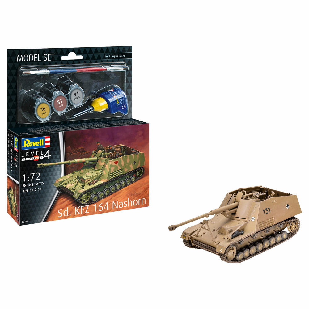 Revell Panzer-Modell-Set Sd.Kfz. 164 Nashorn, Militär, WW2, 184 Teile, 1:72, 63358