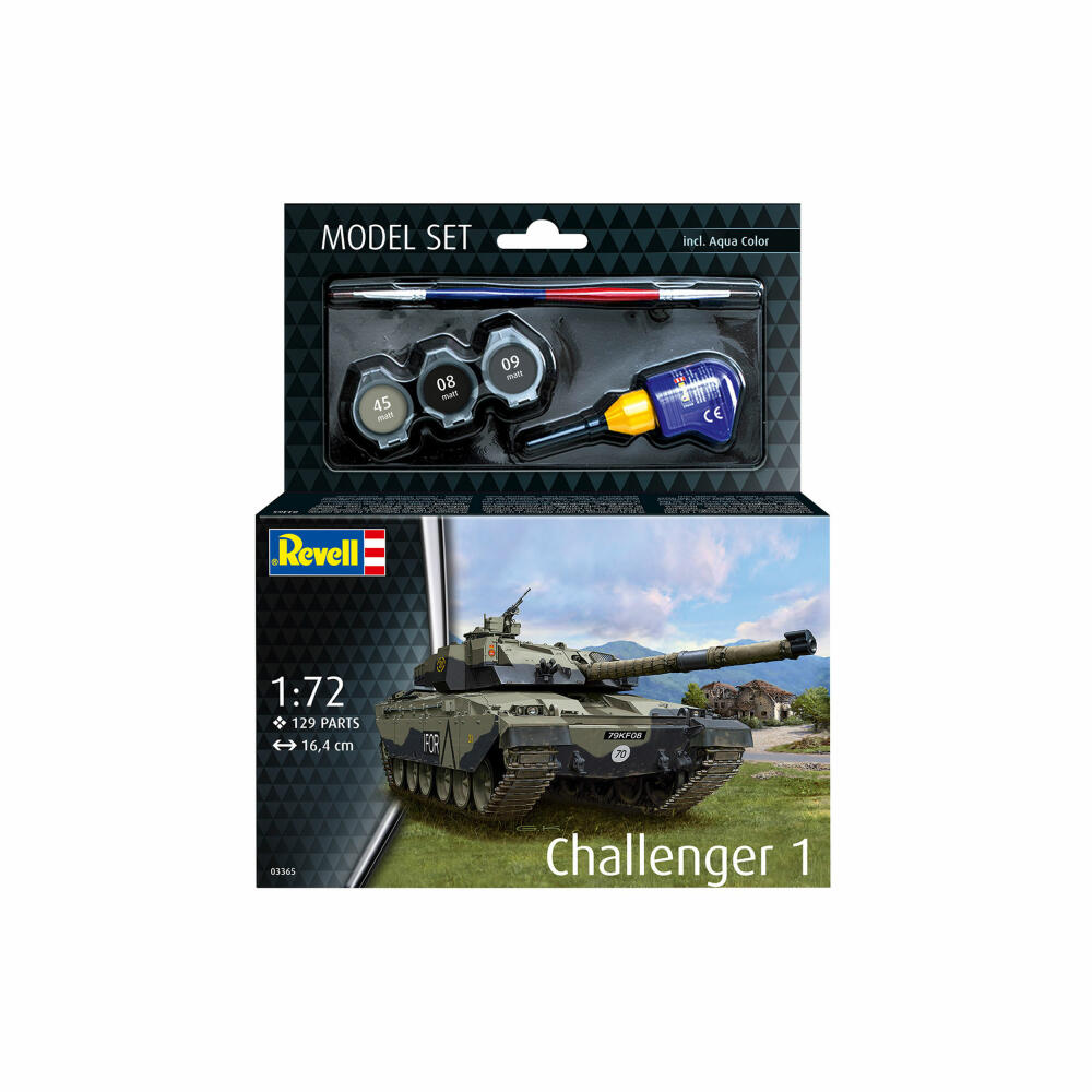 Revell Panzer-Modell-Set Challenger 1, Militär, MBT, 129 Teile, 1:72, 63365