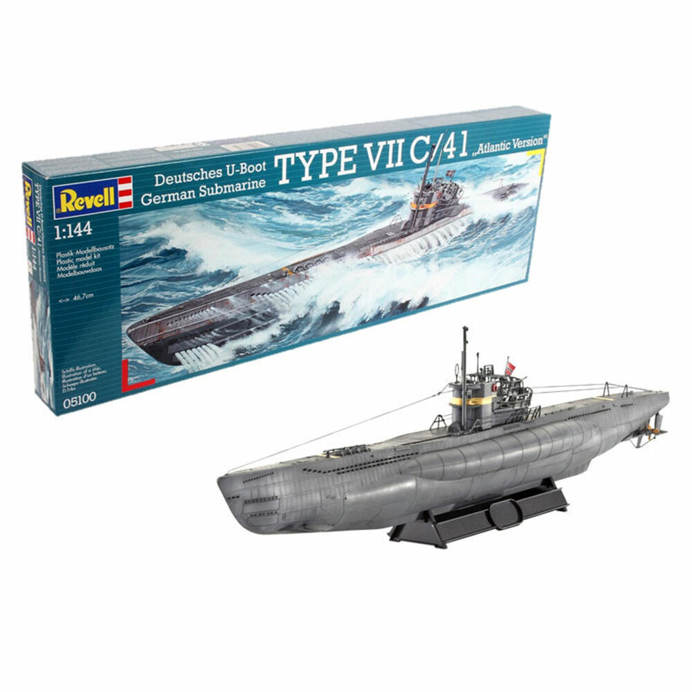 Revell Schiff-Modellbausatz Deutsches U-Boot Typ VII C/41 Atlantic Version, 107 Teile, 1:144, 05100