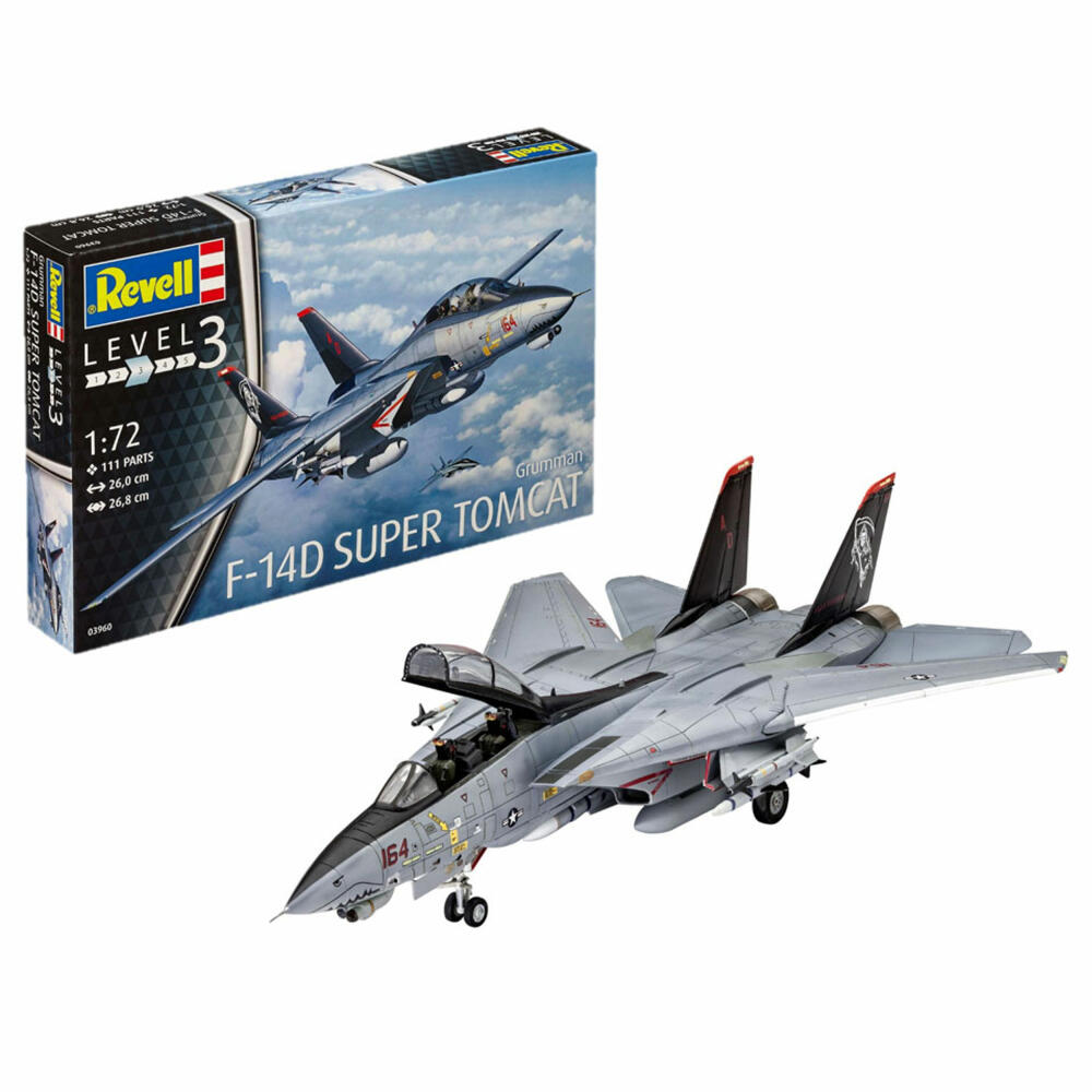 Revell Flugzeug-Modellbausatz Grumman F-14D Super Tomcat, 111 Teile, 1:72, 03960