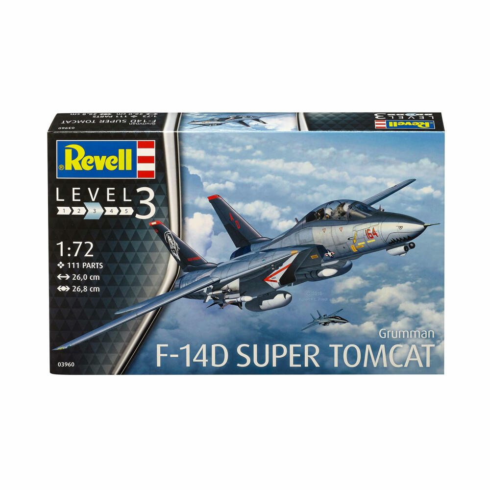Revell Flugzeug-Modellbausatz Grumman F-14D Super Tomcat, 111 Teile, 1:72, 03960