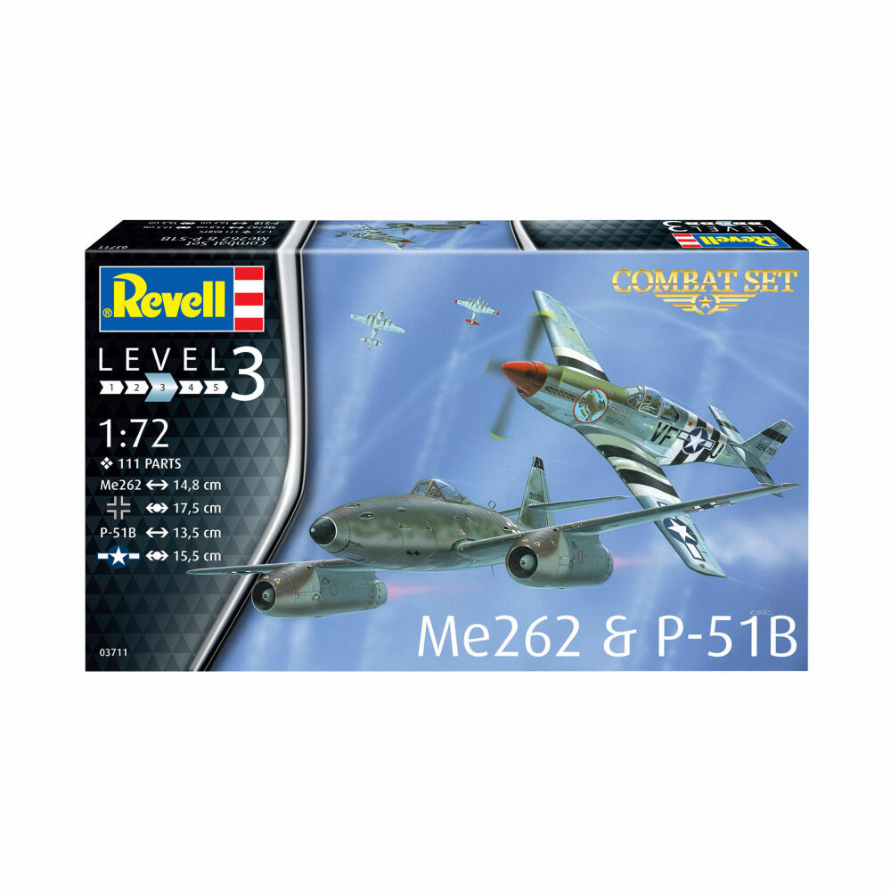 Revell Flugzeug-Modellbausatz Combat Set Me262 & P-51B Mustang, 111 Teile, 1:72, 03711