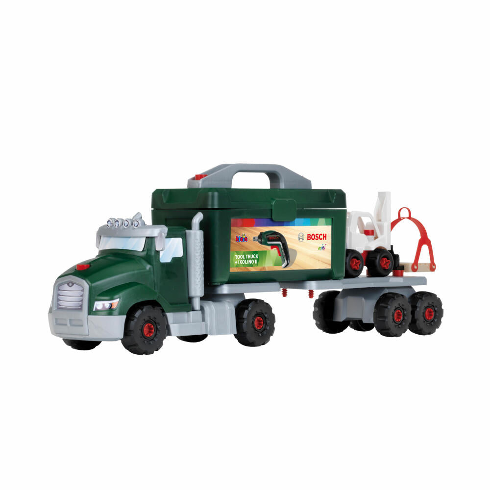 Theo Klein Bosch Schraubtruck Set, 86-tlg., mit Ixolino II, Akkuschrauber, Werkzeugbox, Kinder Spielzeug, 8640