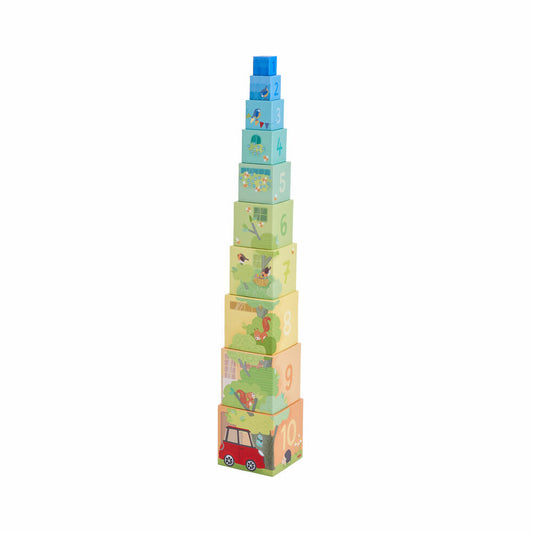 HABA Stapelwürfel Mein Zuhause, Stapelspiel, Stapelturm, Stapelspielzeug, ab 12 Monaten, 2010937001
