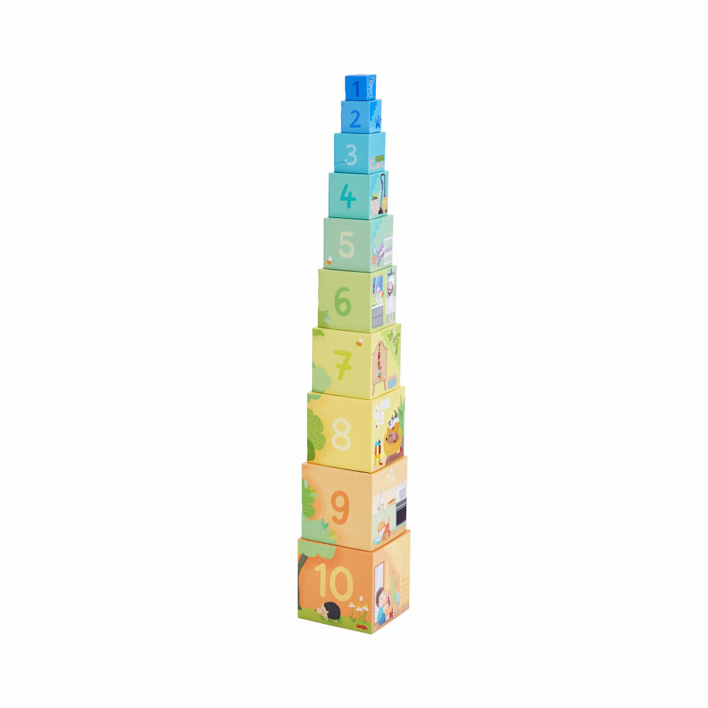 HABA Stapelwürfel Mein Zuhause, Stapelspiel, Stapelturm, Stapelspielzeug, ab 12 Monaten, 2010937001