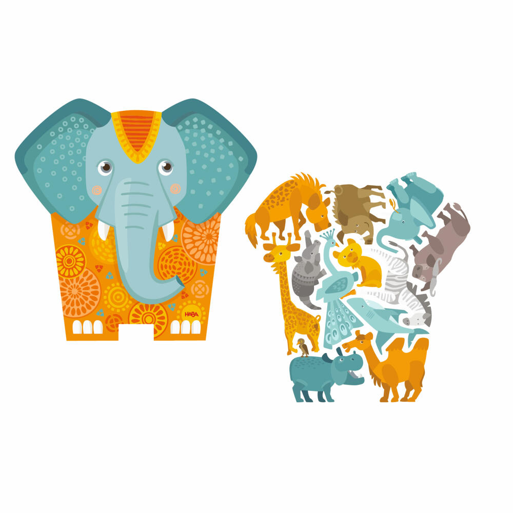 HABA Holzpuzzle 2in1 Elefant, Puzzle, Kinderpuzzle, Holz, Kinder, ab 3 Jahren, 2011068001