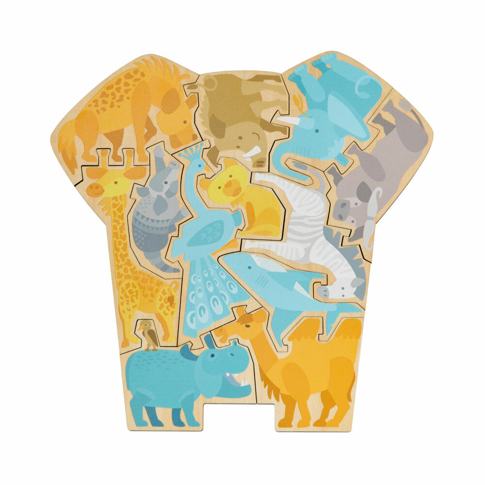 HABA Holzpuzzle 2in1 Elefant, Puzzle, Kinderpuzzle, Holz, Kinder, ab 3 Jahren, 2011068001