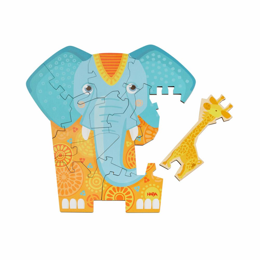 HABA Holzpuzzle 2in1 Elefant, Puzzle, Kinderpuzzle, Holz, Kinder, ab 3 Jahren, 2011068001