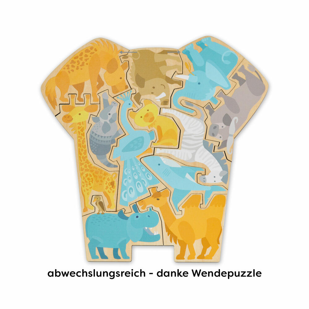 HABA Holzpuzzle 2in1 Elefant, Puzzle, Kinderpuzzle, Holz, Kinder, ab 3 Jahren, 2011068001