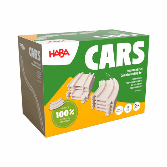 HABA Cars Ergänzungsset, 8-tl.g, Ergänzung, Zubehör, Rennstrecke, Rennbahn, ab 2 Jahren, 2011844001