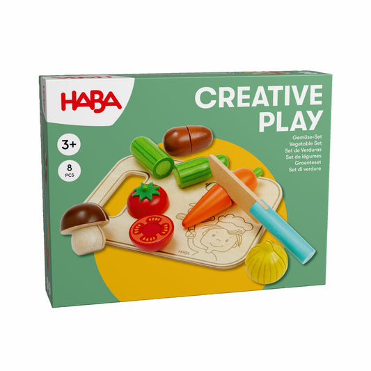 HABA Gemüse mit Messer & Brettchen, Spielzeuglebensmittel, Spielzeug, Kinder, ab 3 Jahren, 2012076001