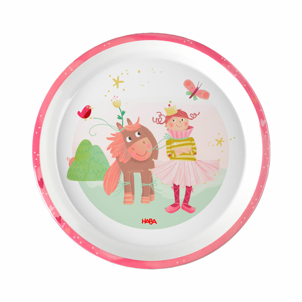 HABA Teller Prinzessin & Pferd, Kinderteller, Speiseteller, Kinder, Ø 18 cm, 2012441004