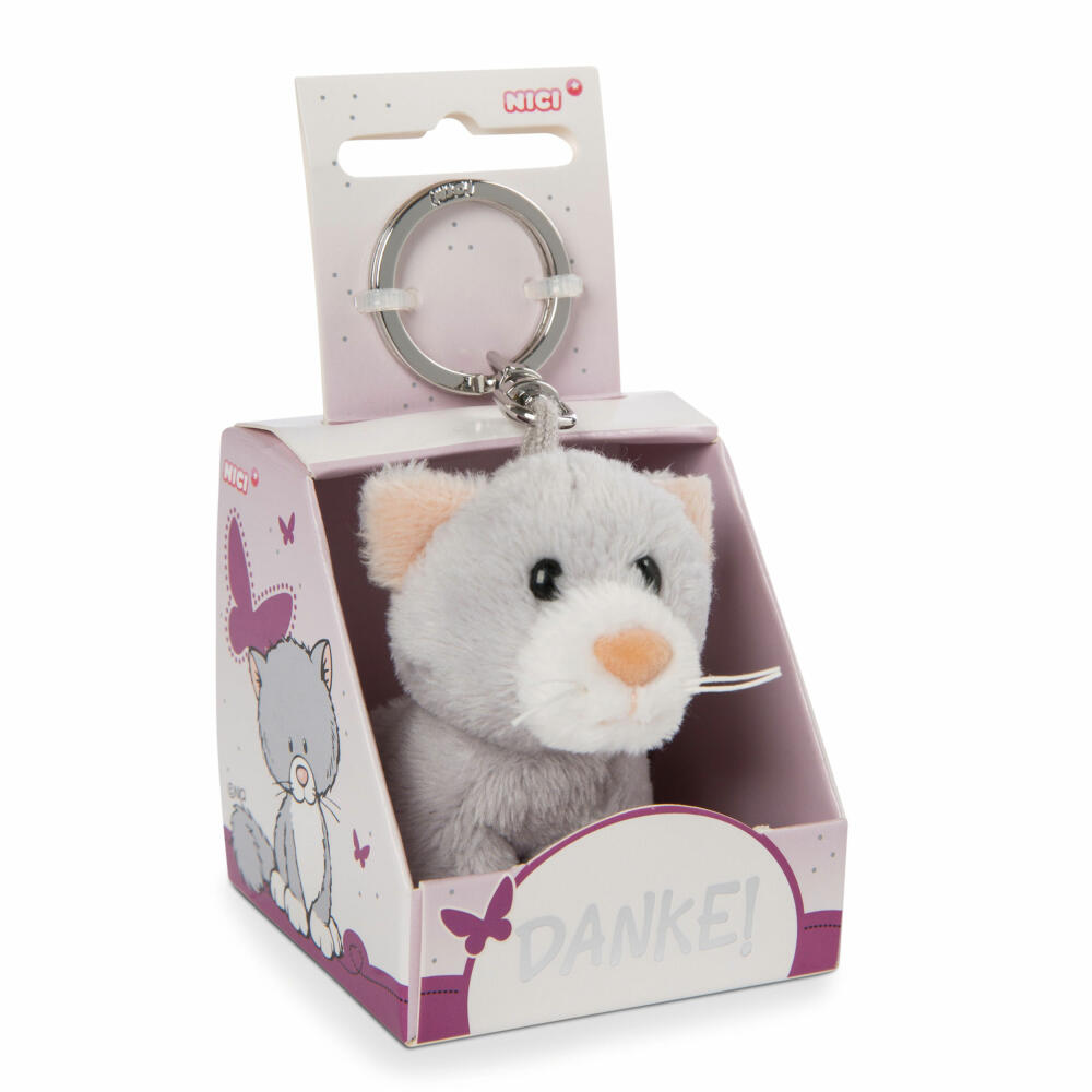 NICI Message Friends Cat Thank you! Keyring, Key Pendant, Lucky Charm, 6 cm, 48123