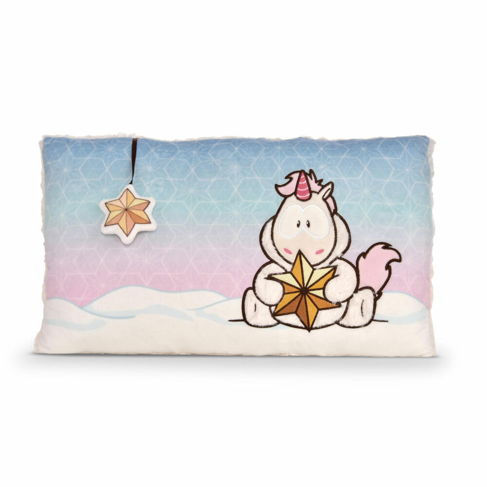 NICI Theodor &amp; Friends Pillow Unicorn Theodor with Snowsuit Rectangular, Pillow, Cuddly Pillow, Decorative Pillow, 45 x 25 cm, 48167