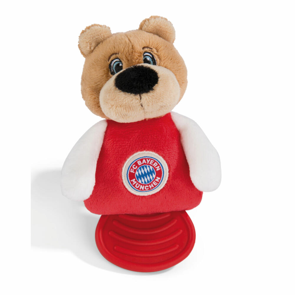 NICI FC Bayern München Bär Berni Beißring, Greifling, Greifspielzeug, Zahnungshilfe, 15 cm, 49086