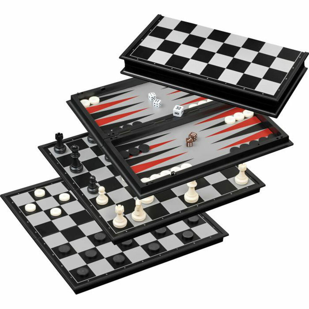 Philos 2506 Chess-Backgammon-Checkers Set magnetic
