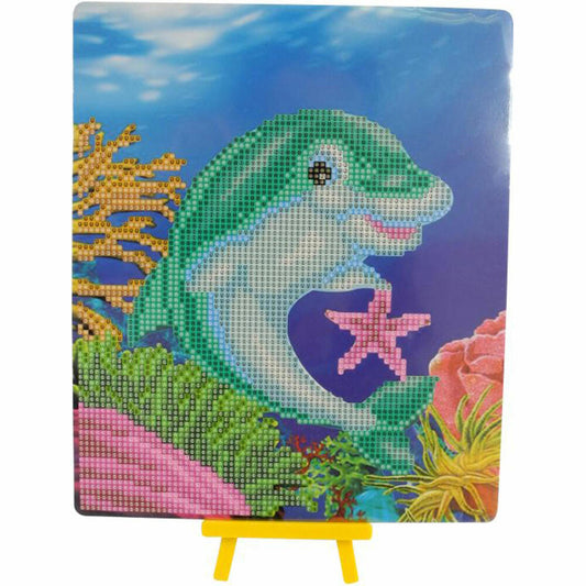 Diamond Dotz Delfin, Diamond Painting, Kreativset, Malen mit Diamanten, ab 6 Jahre, 25 x 21 cm, 6027-25061