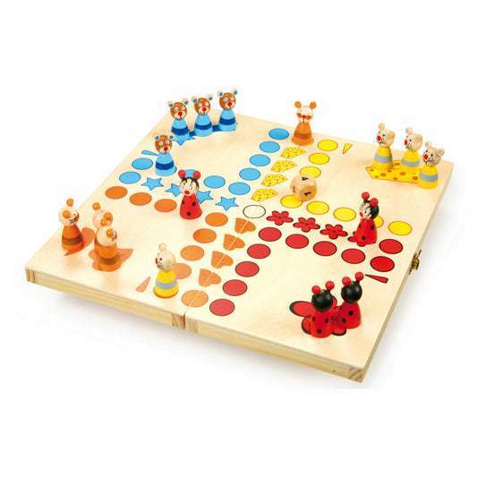 Legler Small Foot Ludo Tiere, Gesellschaftsspiel, ab 4 Jahre, Holz, Bunt, 7358