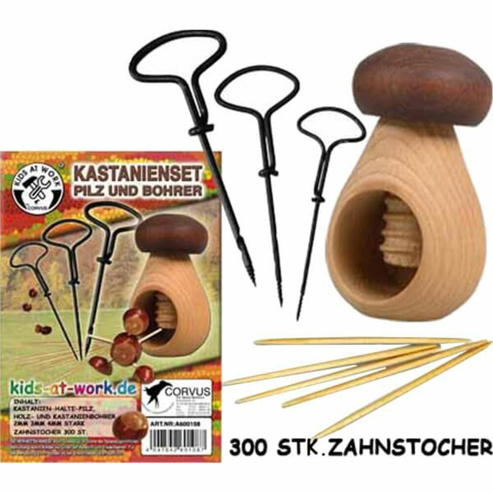 Corvus Kids at Work Chestnut Set Mushroom and Drill, Craft Set, Crafts, Chestnuts, Children, A600108