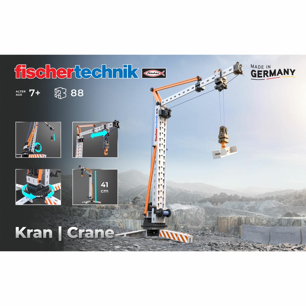 fischertechnik Kran, 88-tlg., Baukasten, Konstruktionsspielzeug, ab 7 Jahren, 576103