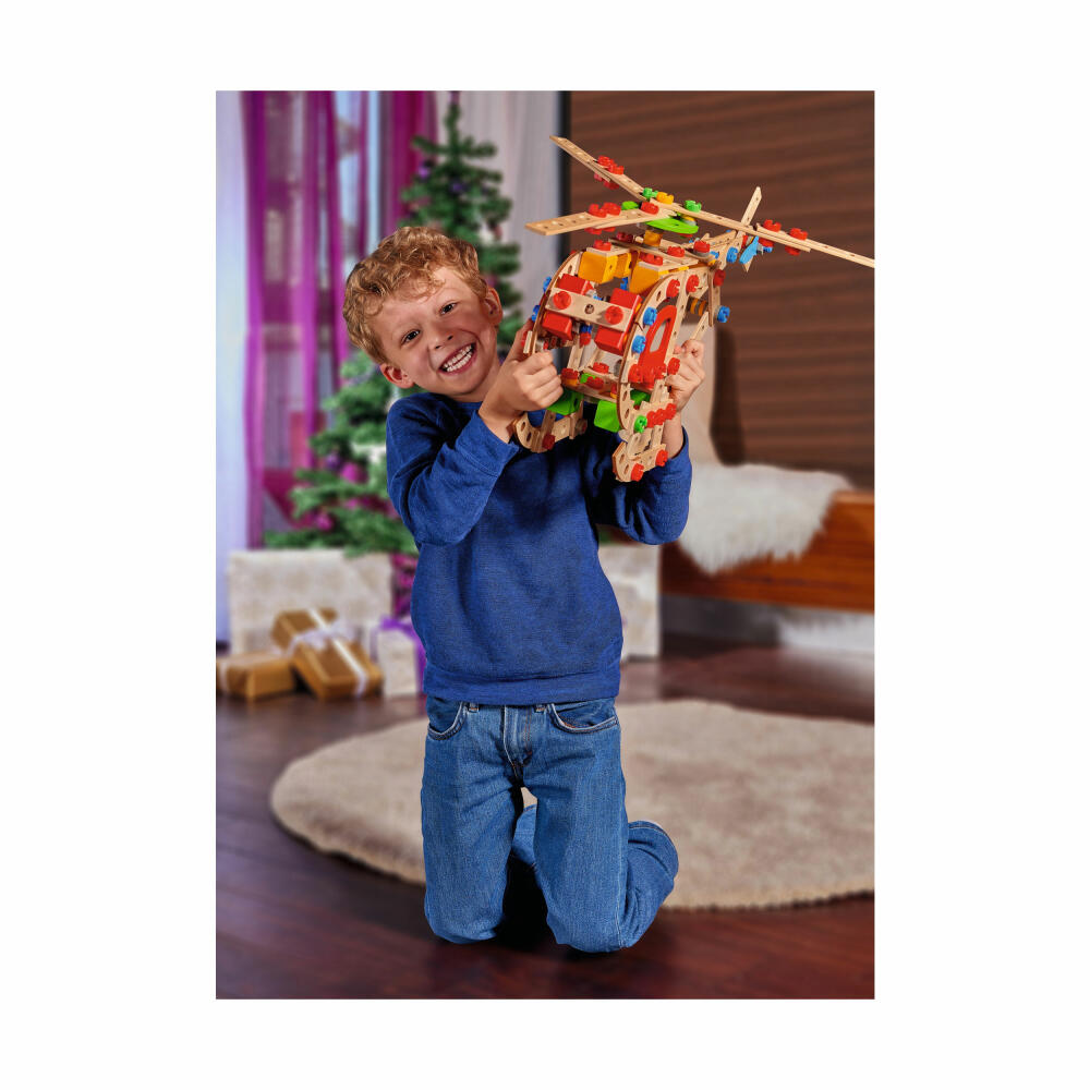 Eichhorn Constructor Helicopter Set, 225 pcs., Construction Kit, Building Set, Fighter Jet, Children's Toy, Wood, 100039098