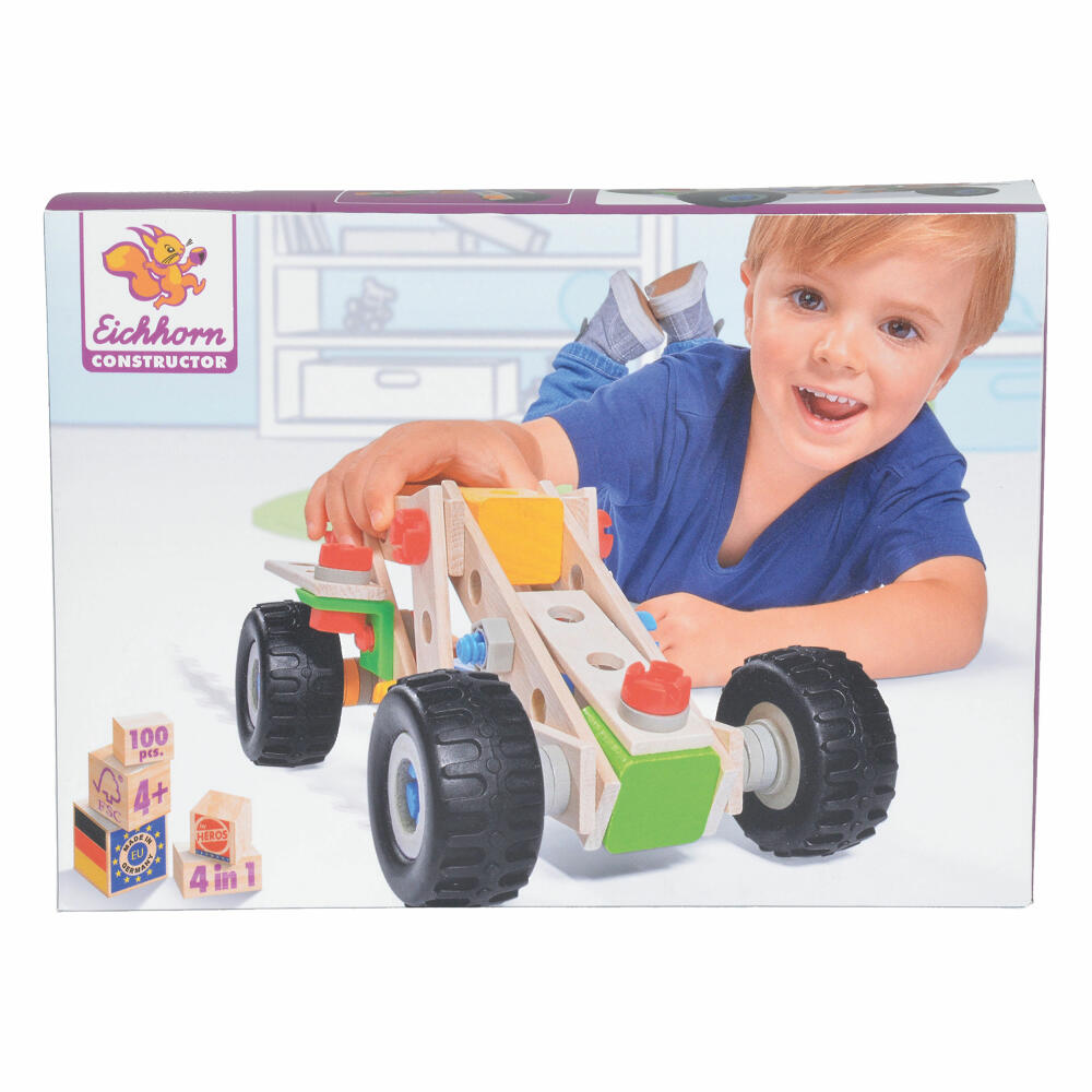 Eichhorn Constructor Quad Set, 100-tlg., Baukasten, Bau Set, Bausatz, Kinder Spielzeug, Holz, 100039028