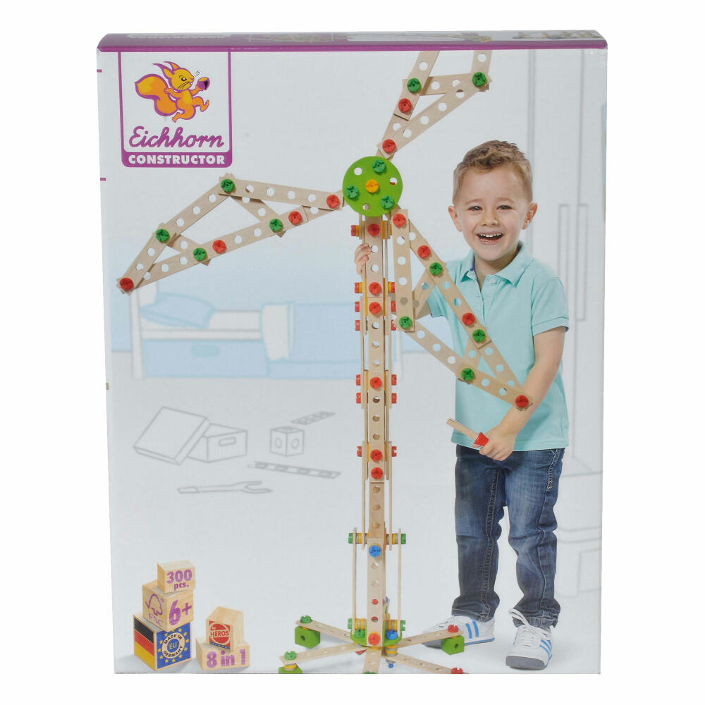 Eichhorn Constructor Windrad Set, 300-tlg., Baukasten, Bau Set, Bausatz, Kinder Spielzeug, Holz, 100039046