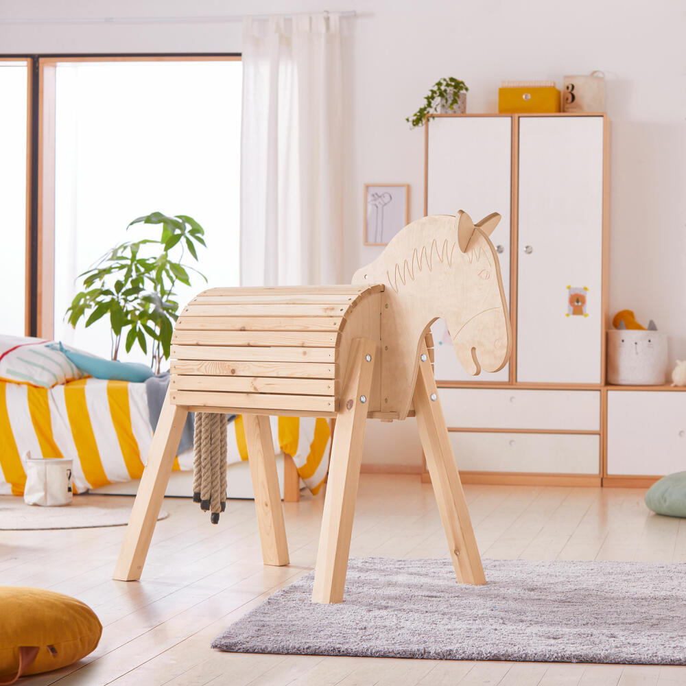 HABA JAKO-O Holzpferd natur, für den Garten, Spielzeugpferd, Voltigierpferd, 1141245
