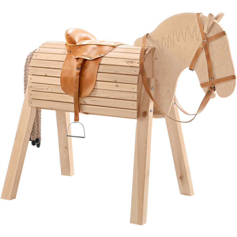 HABA JAKO-O Holzpferd natur, für den Garten, Spielzeugpferd, Voltigierpferd, 1141245