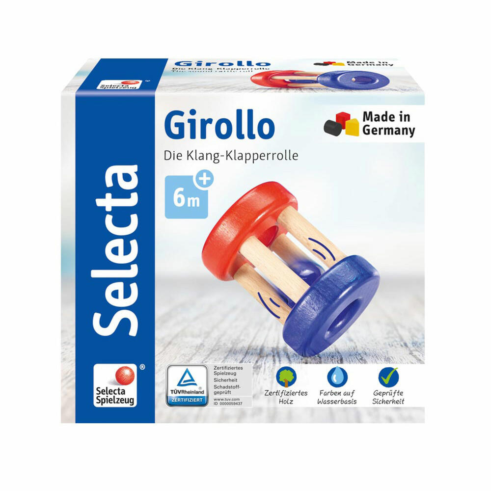 Selecta Spielzeug Girollo Greifspielzeug, Greifling, Babyspiel, Babyspielzeug, Holz, 7 cm, 61032